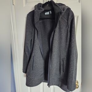 Athleta Sweater Fleece Zip Up Long Hooded Jacket Charcoal Gray Size Medium